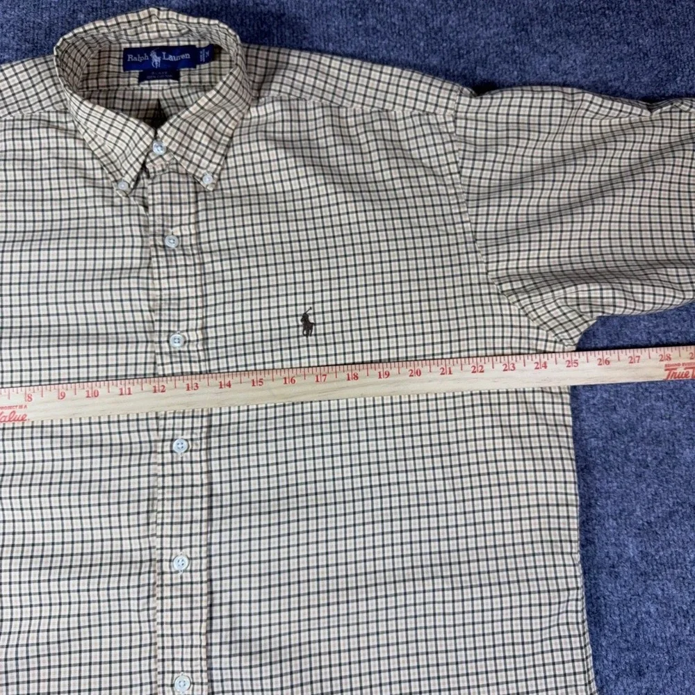 Polo Ralph Lauren Blake Mens Medium Tan Plaid Check Cotton Button Down Shirt